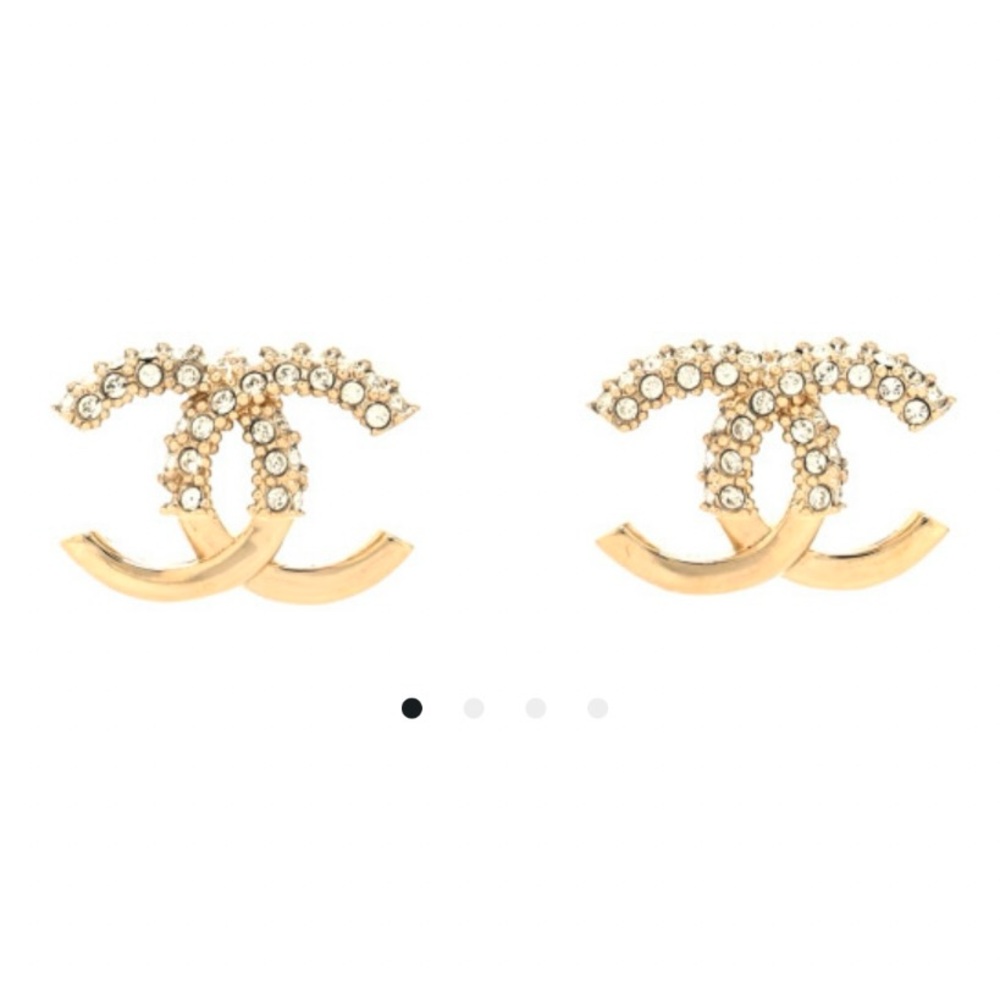 Chanel Gold Logo Stud Earrings